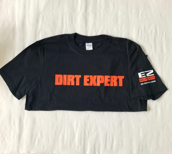 A shirt that says Dirt Expert on it.