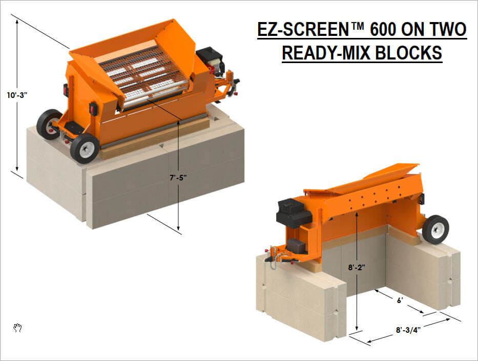 EZ-Screen 600 On Two Ready Mix Blocks