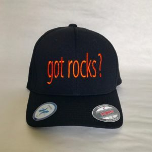 A hat that reads "Got rocks?"