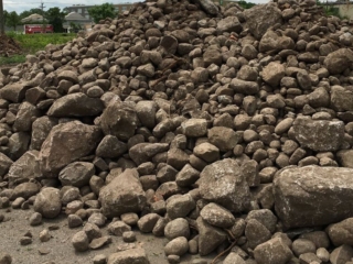 A large pile of rocks that were removed from the soil by the SB16.