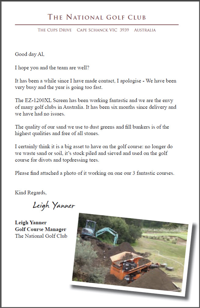 Testimonial from Leigh Yanner, The National Golf Club